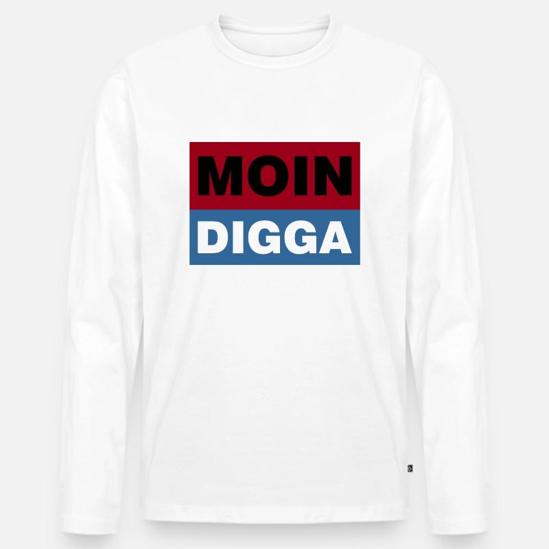 MOIN DIGGA - Männer Premium Bio Langarmshirt - Weiß