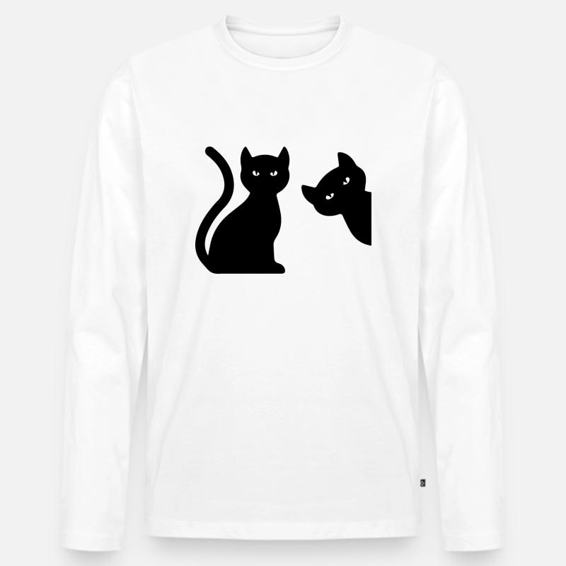 Cat Katze - Männer Premium Bio Langarmshirt - Weiß