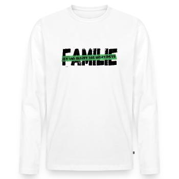 Familie ist und bleibt das wichtigst - Männer Premium Bio Langarmshirt - Weiß - Vorne - Nico (187cm)