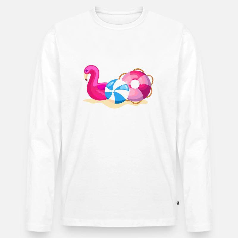 Badegadges in Pink - Männer Premium Bio Langarmshirt - Weiß