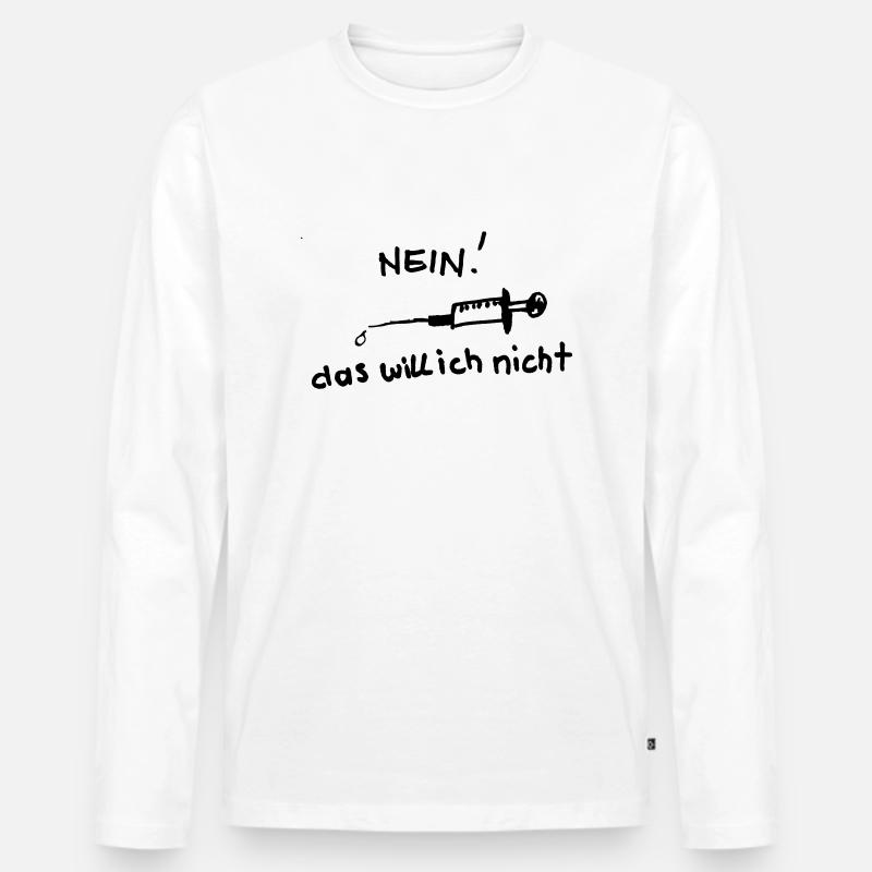 Impfung, nein danke - Männer Premium Bio Langarmshirt - Weiß