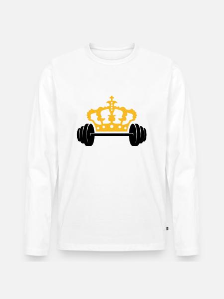 Krone Dumbbell Logo Design - Men's Premium Organic Long Sleeve Shirt - white