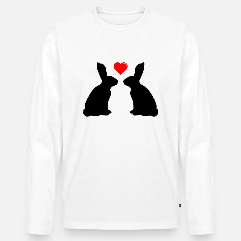 Hasen Liebe - Männer Premium Bio Langarmshirt - Weiß