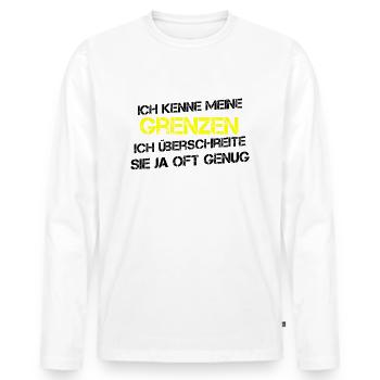 Ich kenne meine Grenzen Bund - Männer Premium Bio Langarmshirt - Weiß - Vorne - Nico (187cm)