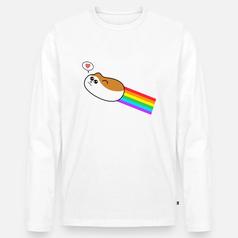 Hamster mit Regenbogen - Männer Premium Bio Langarmshirt - Weiß