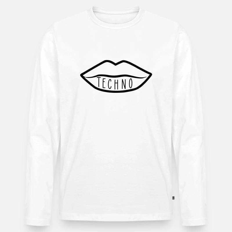 Techno - Männer Premium Bio Langarmshirt - Weiß