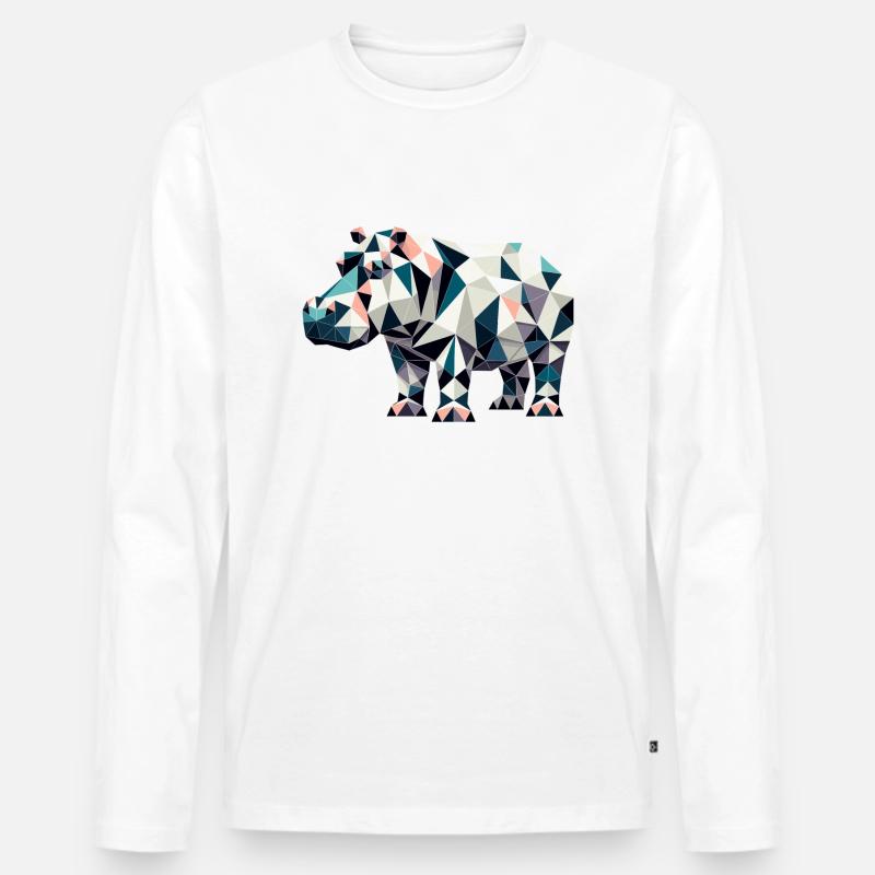 Nilpferd // hippo - Männer Premium Bio Langarmshirt - Weiß