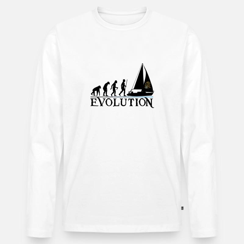 Evolution schwarze Ausführung - Männer Premium Bio Langarmshirt - Weiß
