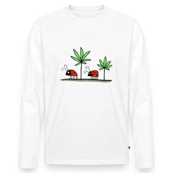Glückskäfer - Glückskiffer - Männer Premium Bio Langarmshirt - Weiß - Vorne - Nico (187cm)