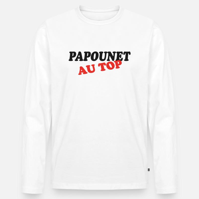 PAPUUNET AN DER SPITZE - Männer Premium Bio Langarmshirt - Weiß