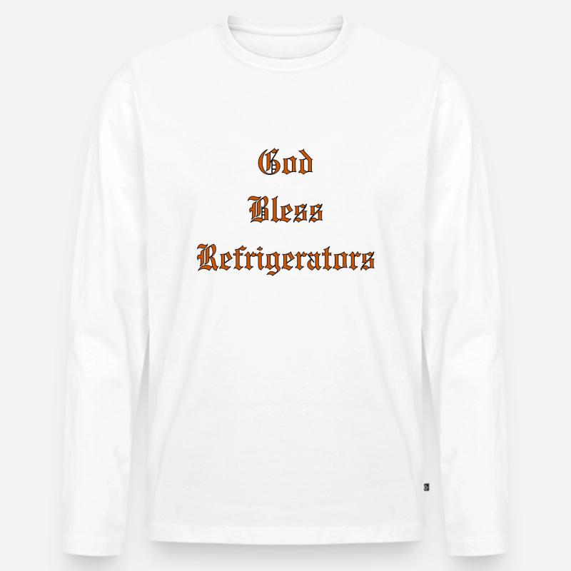 GodBlessRefrigerators - Männer Premium Bio Langarmshirt - Weiß