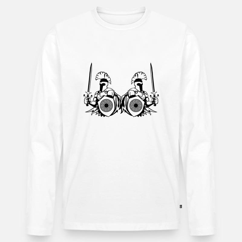 spartans - Männer Premium Bio Langarmshirt - Weiß
