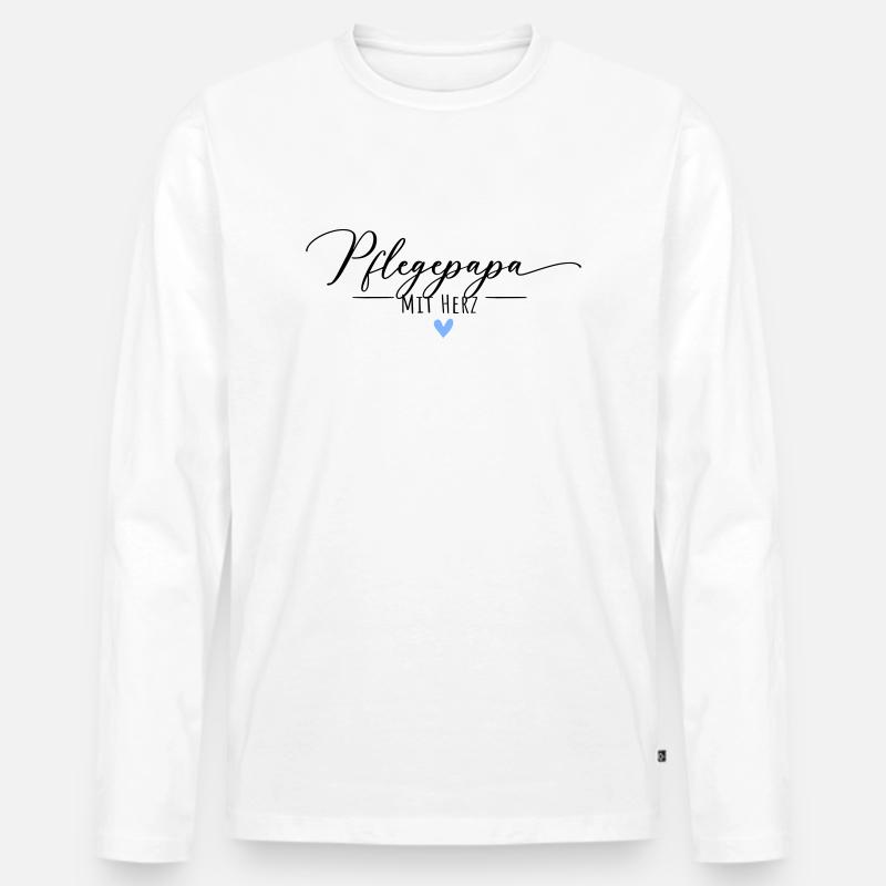 Pflegepapa mit Herz - Männer Premium Bio Langarmshirt - Weiß