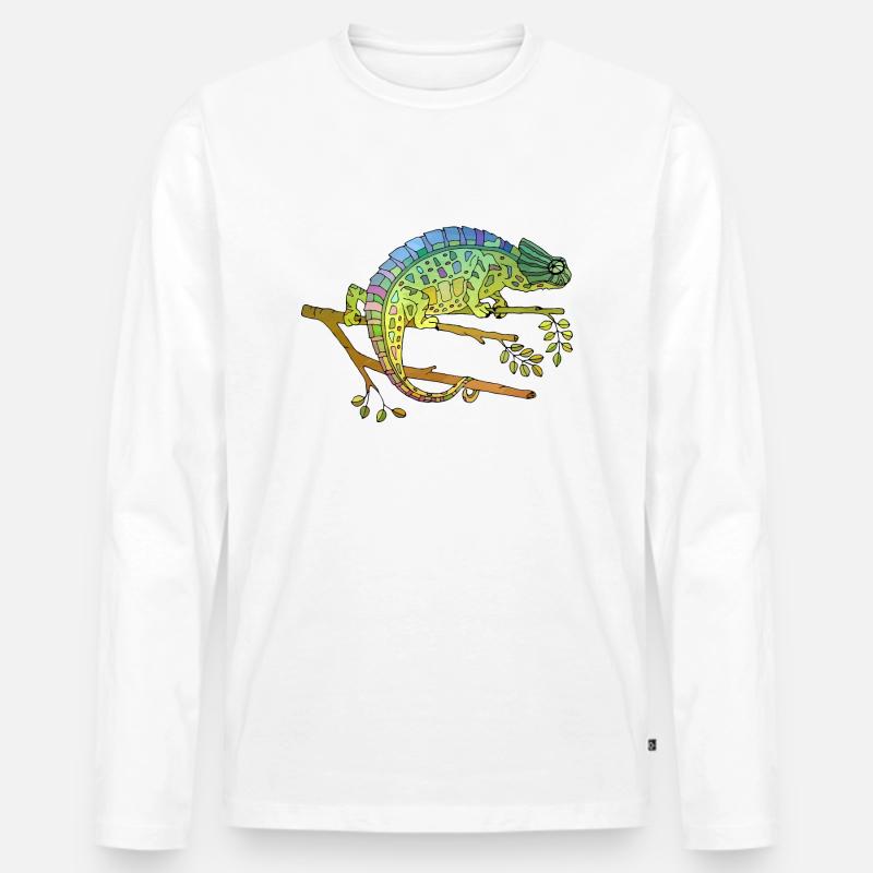 Chamäleon - Männer Premium Bio Langarmshirt - Weiß