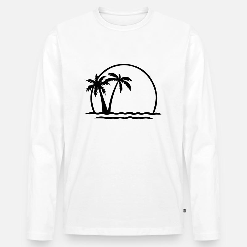 Palmen Shirt - Männer Premium Bio Langarmshirt - Weiß