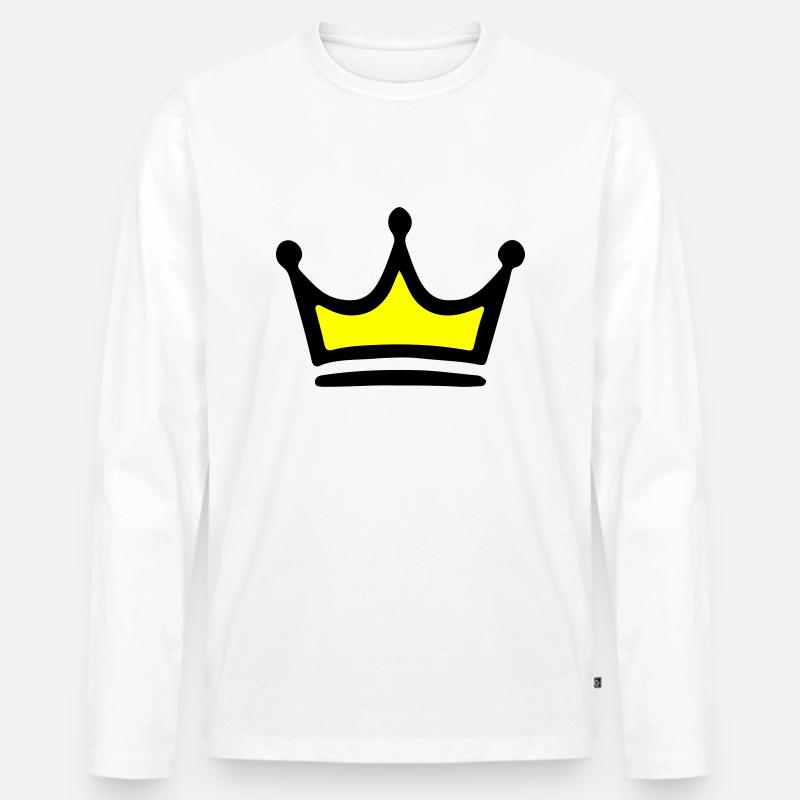 Krone Symbol - Männer Premium Bio Langarmshirt - Weiß
