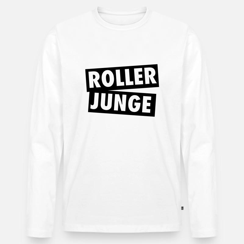ROLLER JUNGE - Männer Premium Bio Langarmshirt - Weiß