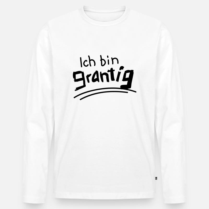 Ich bin grantig - Männer Premium Bio Langarmshirt - Weiß