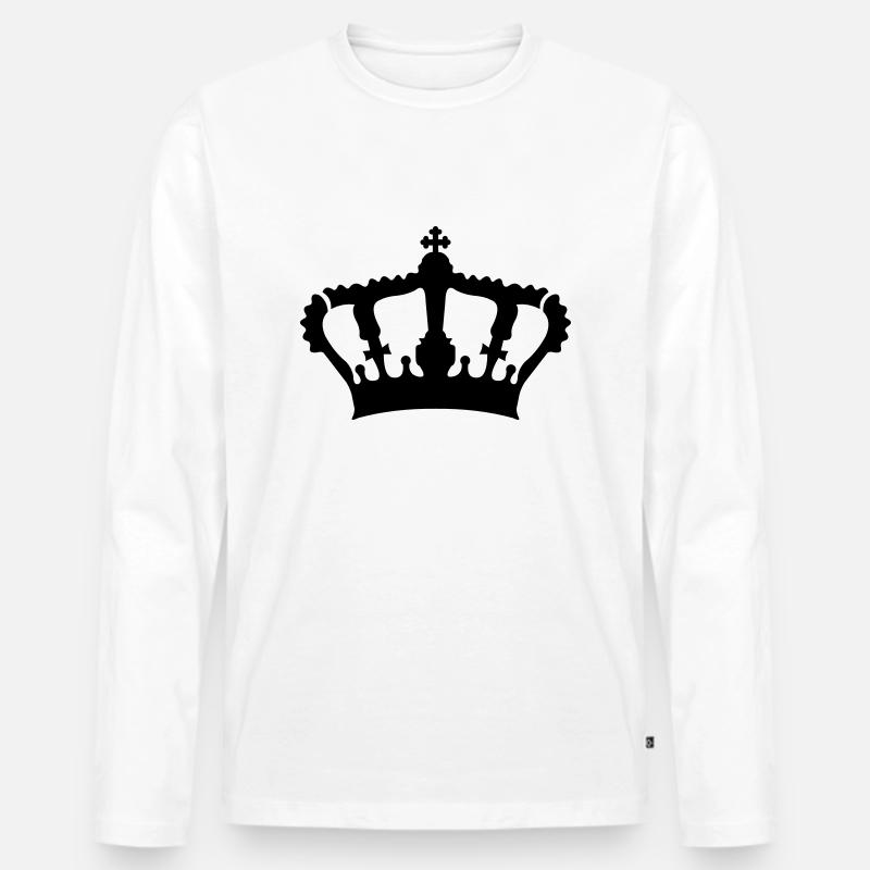 Krone / Crown - Männer Premium Bio Langarmshirt - Weiß