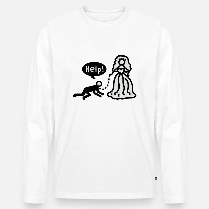 Verheiratet - help - Männer Premium Bio Langarmshirt - Weiß