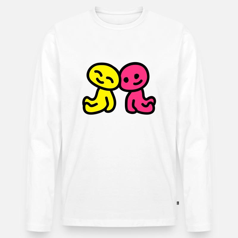 Freundschaft - verliebt 3 - Männer Premium Bio Langarmshirt - Weiß