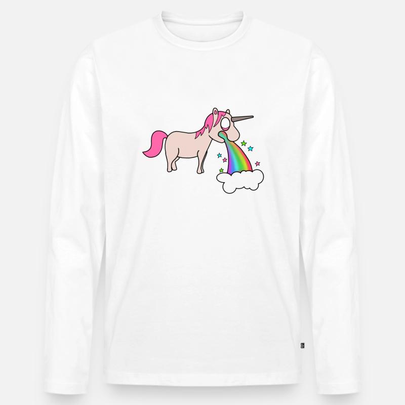 kotzendes Einhorn - Männer Premium Bio Langarmshirt - Weiß