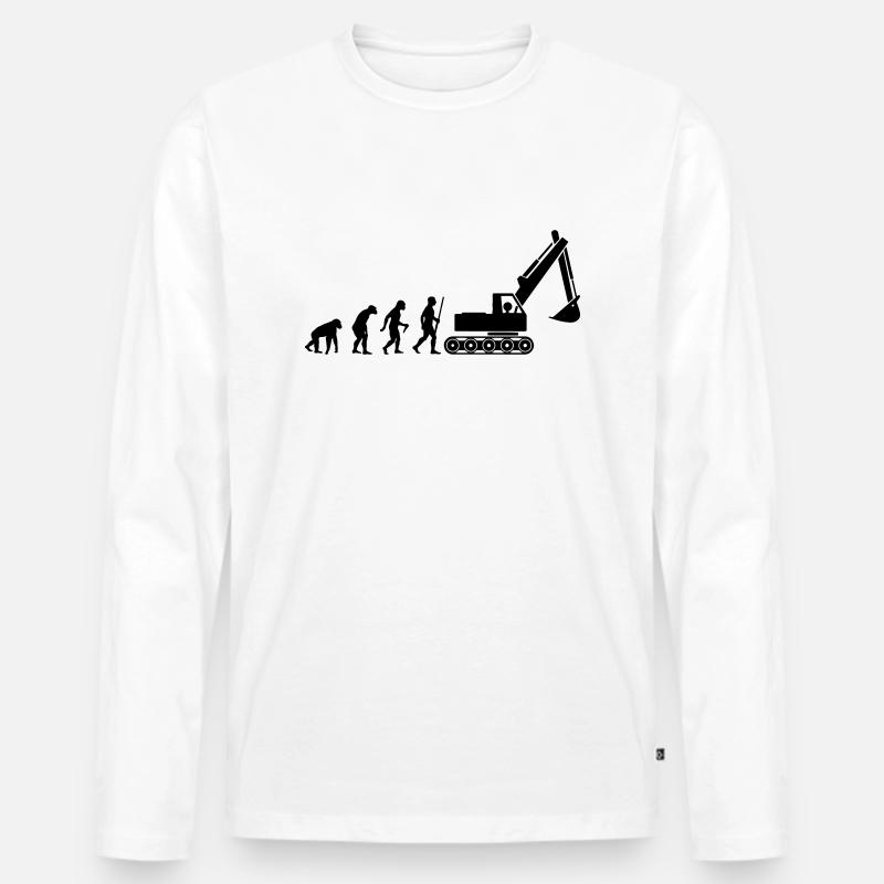 Baggerfahrer Evolution - Männer Premium Bio Langarmshirt - Weiß