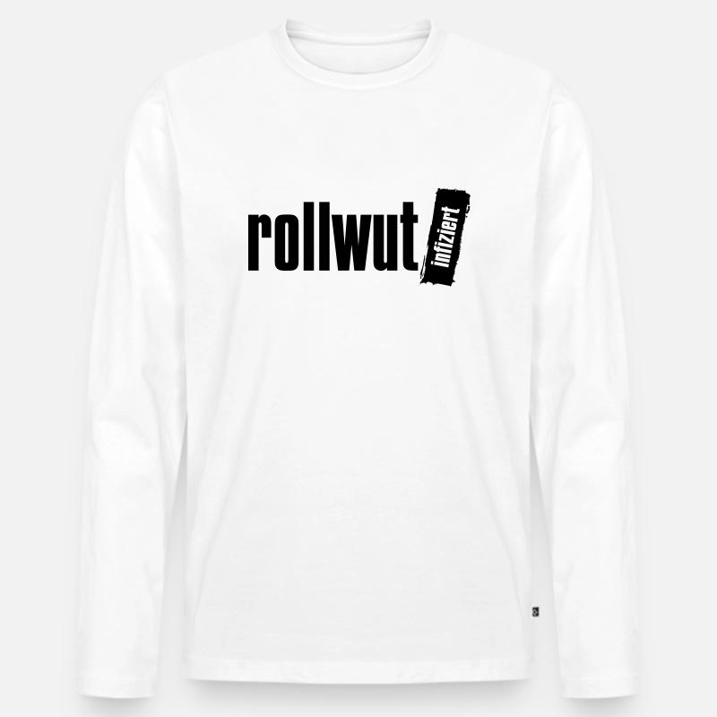 Rollwut Logo - Männer Premium Bio Langarmshirt - Weiß