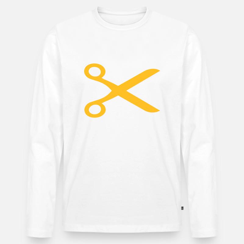 Barber scissors - Men's Premium Organic Long Sleeve Shirt - white