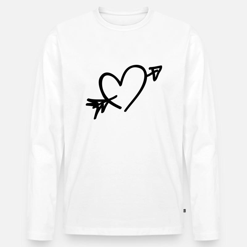 pfeil herz - Männer Premium Bio Langarmshirt - Weiß