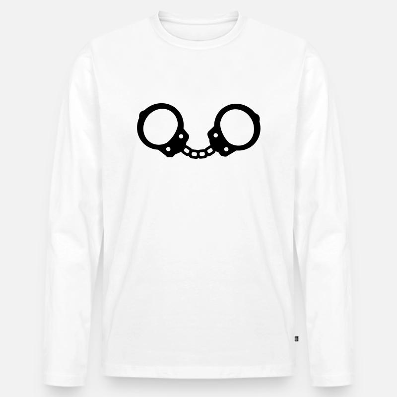 Handschellen - Männer Premium Bio Langarmshirt - Weiß
