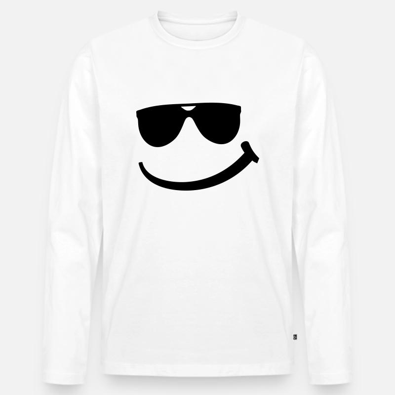 cool_smily_f1 - Männer Premium Bio Langarmshirt - Weiß
