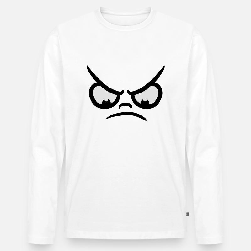 Angry Comic Face - Männer Premium Bio Langarmshirt - Weiß