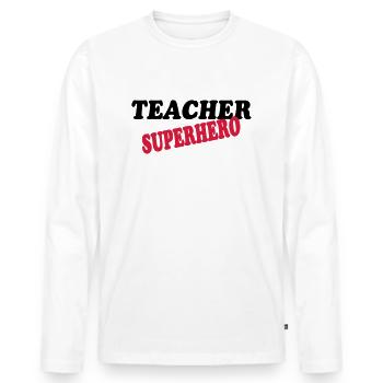 Teacher superhero - T-shirt manches longues Premium bio Homme - blanc - Devant - Nico (187cm)