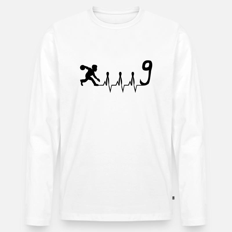 Herzschlag eines Keglers - Männer Premium Bio Langarmshirt - Weiß