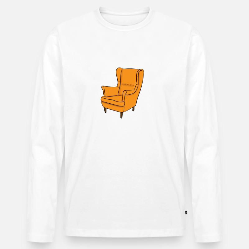 Sessel, Möbel, Komfort, - Männer Premium Bio Langarmshirt - Weiß