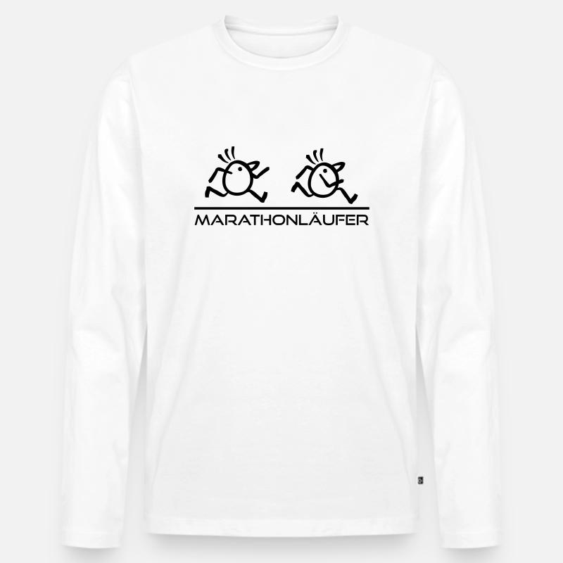 Marathonläufer Speed - Männer Premium Bio Langarmshirt - Weiß