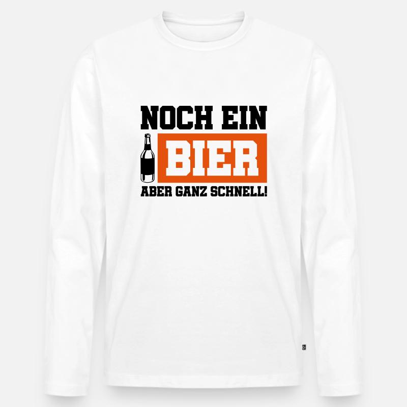 noch ein bier schnell - Männer Premium Bio Langarmshirt - Weiß