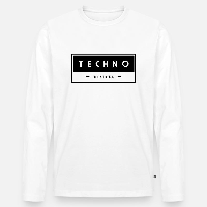 TECHNO Minimal - Männer Premium Bio Langarmshirt - Weiß
