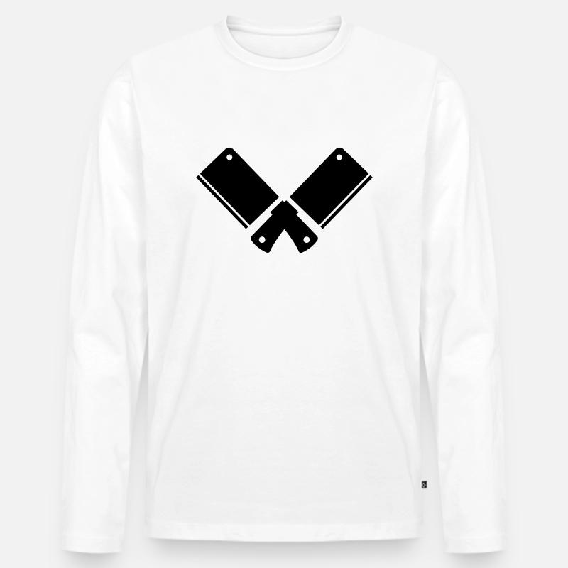 Küchenmesser - Männer Premium Bio Langarmshirt - Weiß
