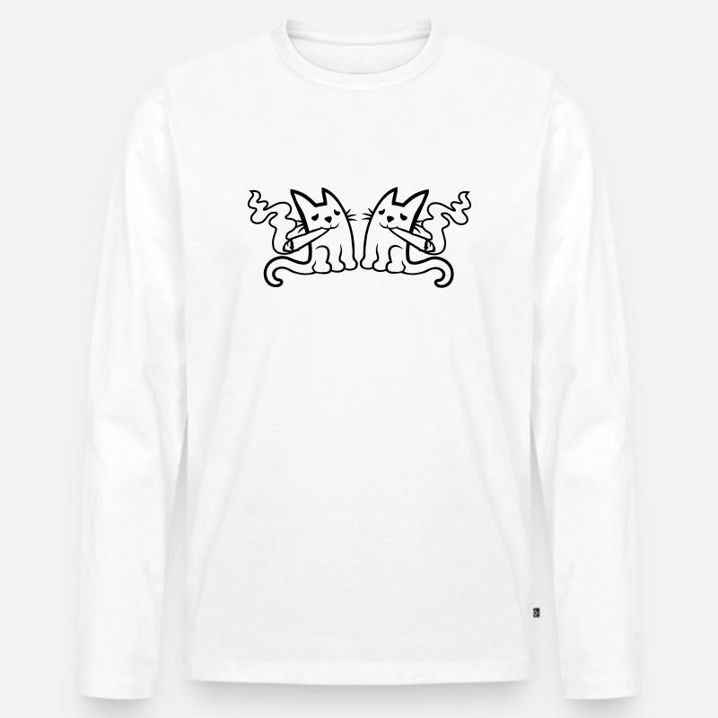 Team 2 kiffende Katzen - Männer Premium Bio Langarmshirt - Weiß