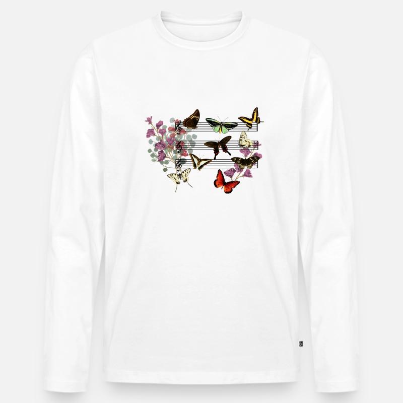 Butterflys - Männer Premium Bio Langarmshirt - Weiß