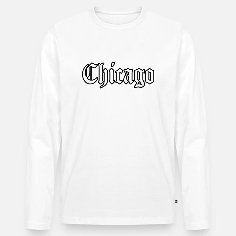 Chicago Graffiti Style Schrift - Männer Premium Bio Langarmshirt - Weiß