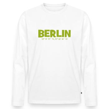 Coordonnées de Berlin - Latitude - Longitude - T-shirt manches longues Premium bio Homme - blanc - Devant - Nico (187cm)