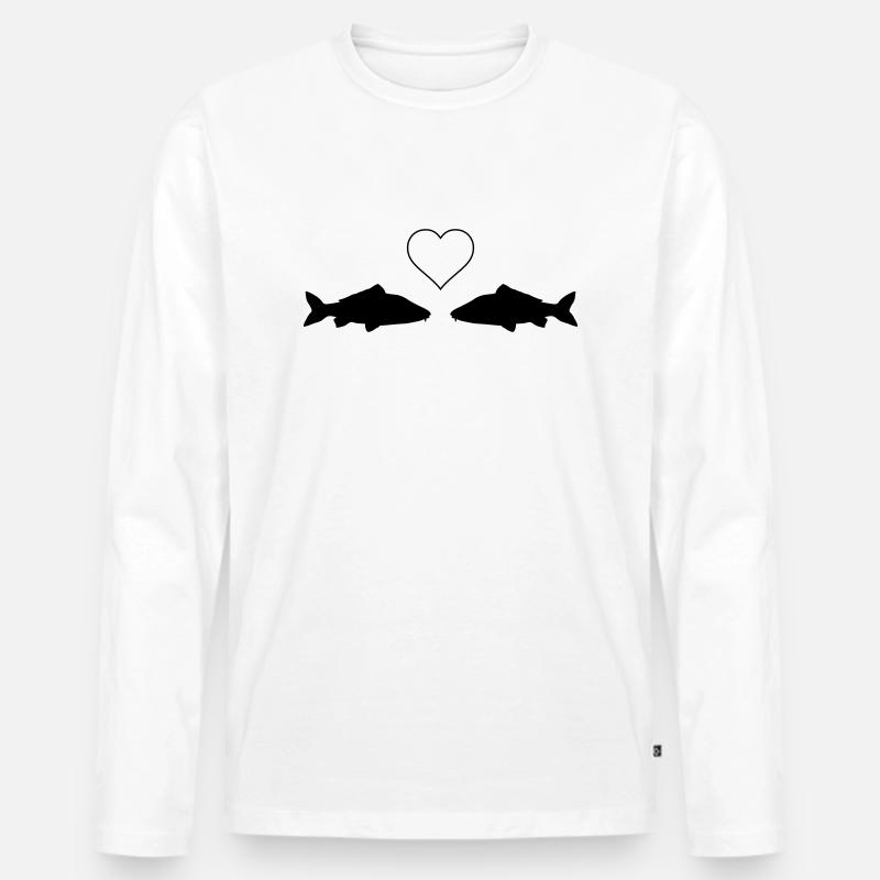 Fisch Liebe - Männer Premium Bio Langarmshirt - Weiß
