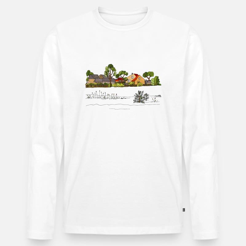 Ländliche Landschaft - Männer Premium Bio Langarmshirt - Weiß