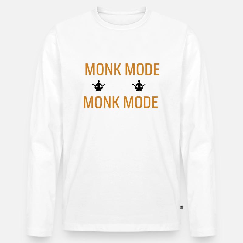 Mönch Meditationsmodus - Männer Premium Bio Langarmshirt - Weiß