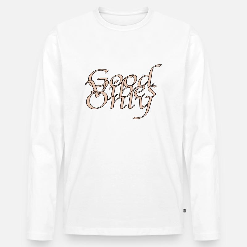 Good Vibes Only - Männer Premium Bio Langarmshirt - Weiß