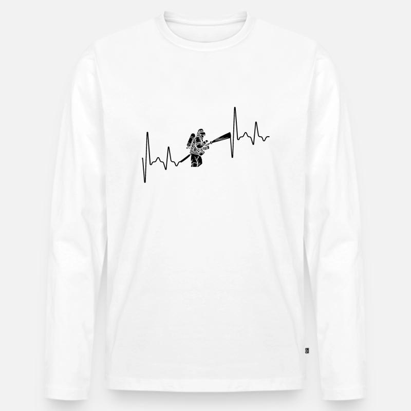 Feuerwehrmann Herzfrequenz - Männer Premium Bio Langarmshirt - Weiß