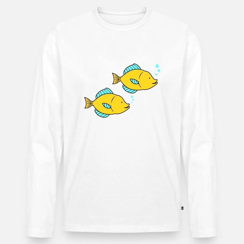 fische comic - Männer Premium Bio Langarmshirt - Weiß